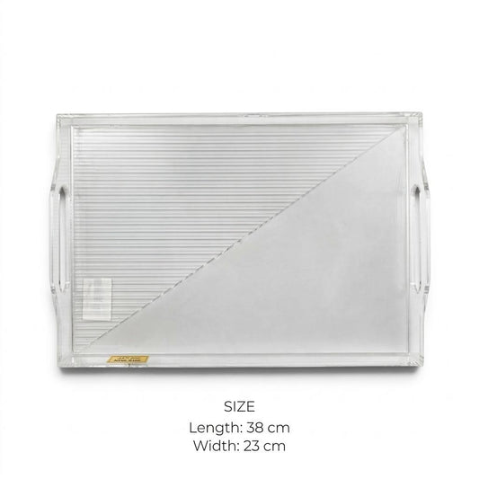 Clear Acrylic Serving Platter with Integrated Cutout Handles – 38 × 23 cm - S