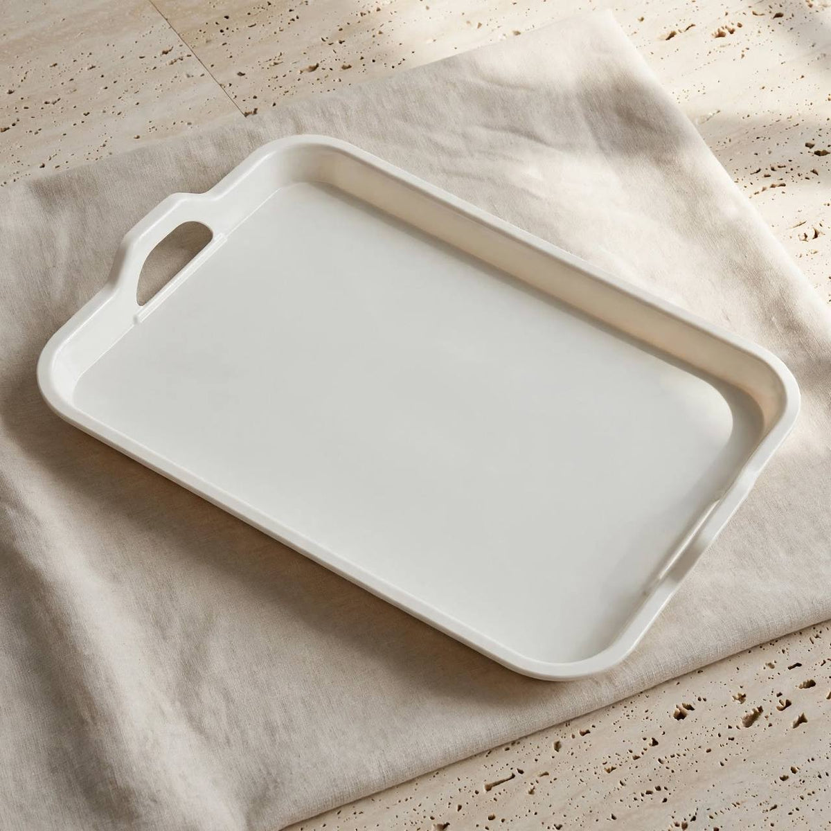 White Melamine Rectangular Serving Tray with Handles – 34x23 cm - M