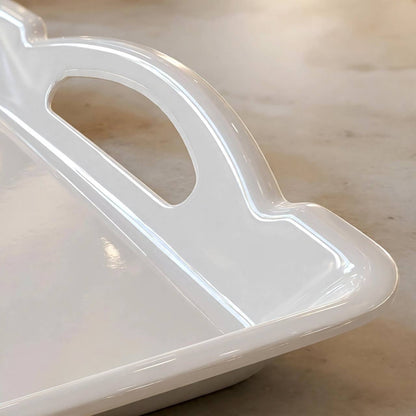 White Melamine Rectangular Serving Platter with Handles – 38x28 cm - S