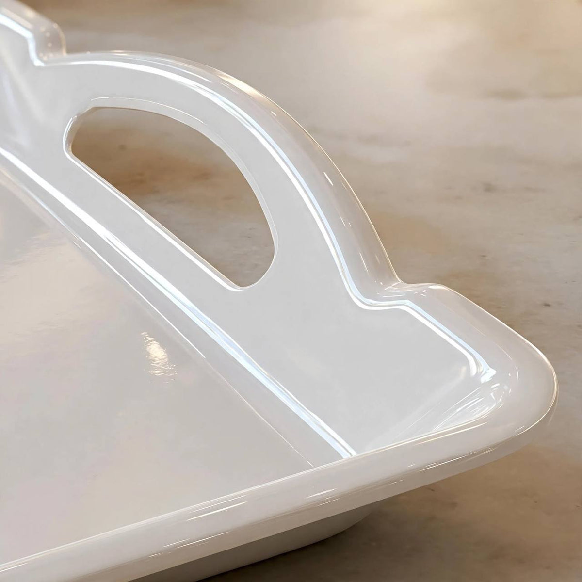White Melamine Rectangular Serving Platter with Handles – 49x36 cm - L