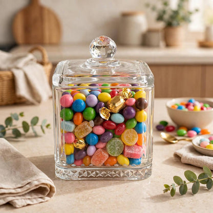 Ribbed Glass Candy Jar with Lid – 15x10cm