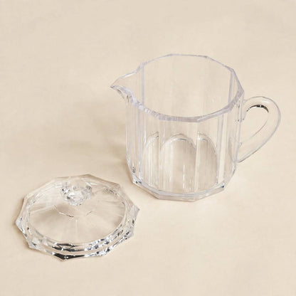 Shatterproof Clear Octagonal Acrylic Jam & Syrup Jug with Lid – 10x7cm