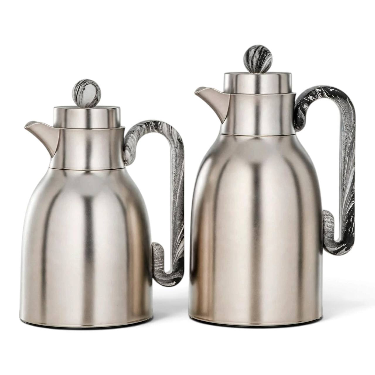 Al Marjan 2-Piece Arabic Coffee Flask Set M/Silver Marble (1L & 0.75L)