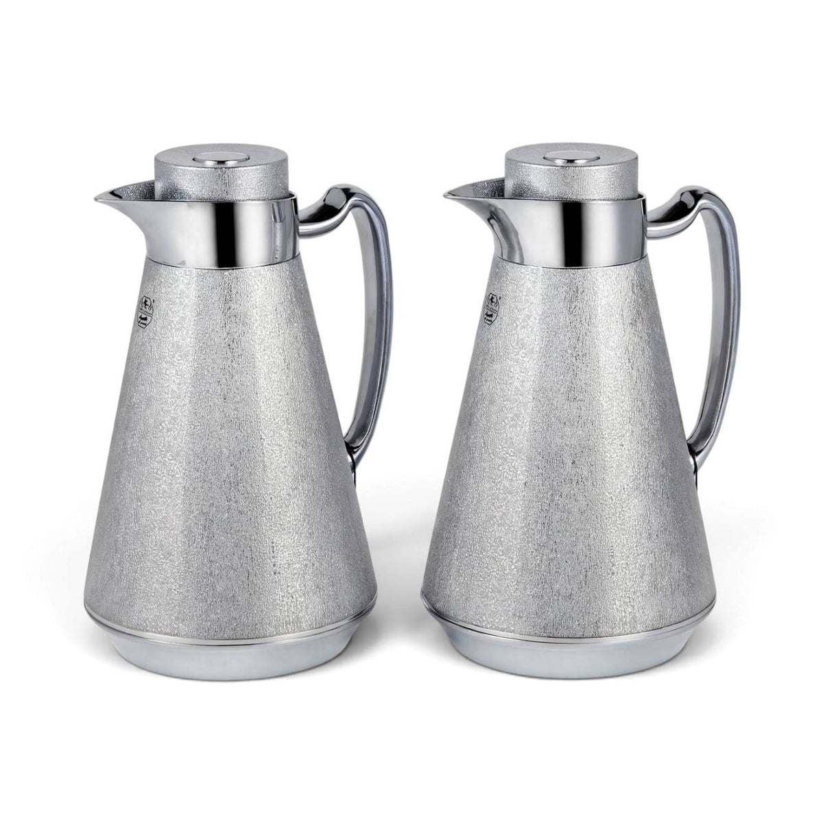 Al Saif Silver Thermal Dallah Set (2-Piece, 1 Liter Each)