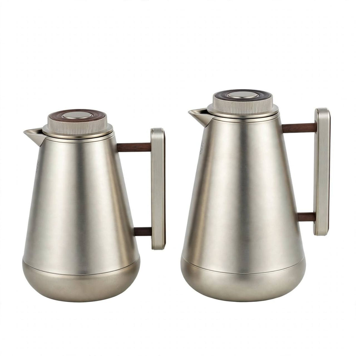 Al Saif M/Silver & Wood Thermal Dallah Set (2-Piece, 1L & 0.75L)