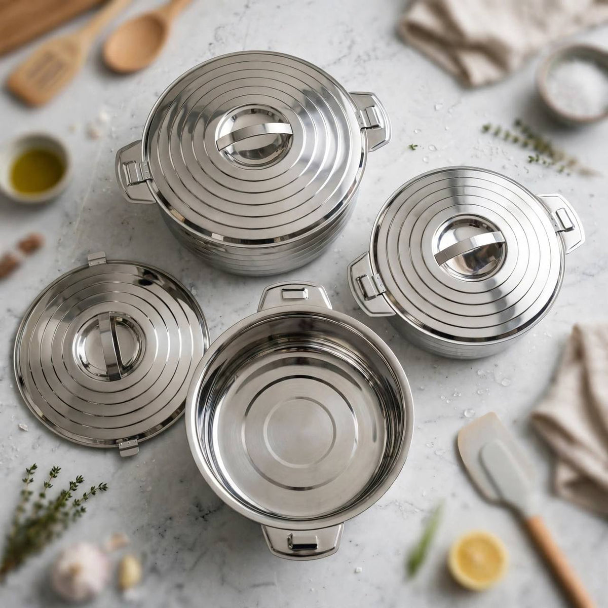 Classic Line 3-Piece Hotpot Serving Set (1000ML, 1500ML, 2500ML)