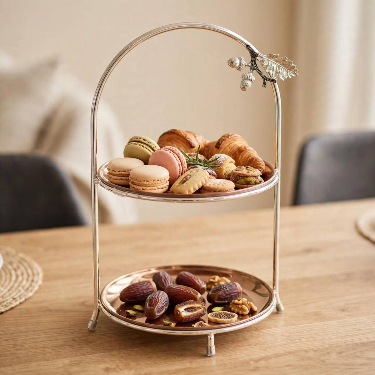 Product Title: Silver & Gold-Tone 2-Tier Round Candy & Sweets Display Stand