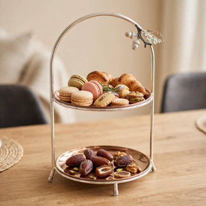 Product Title: Silver & Gold-Tone 2-Tier Round Candy & Sweets Display Stand