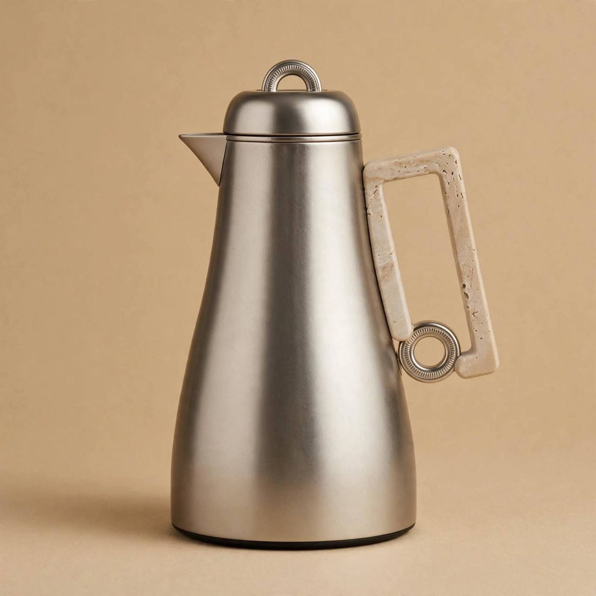 Al Marjan Matt Silver & Marble 2-Piece Thermal Coffee & Tea Dallah Set (1L + 0.70L)