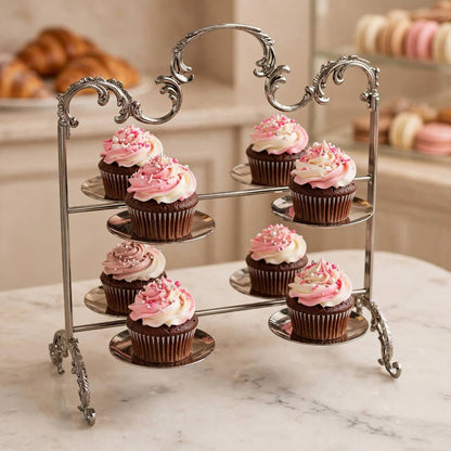 Elegant 8-Plate Tiered Cupcake & Dessert Display Stand – Polished Chrome