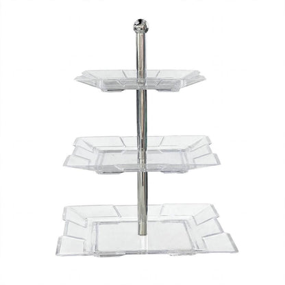Modern 3-Tier Square Geometric Acrylic Dessert & Candy Display Stand