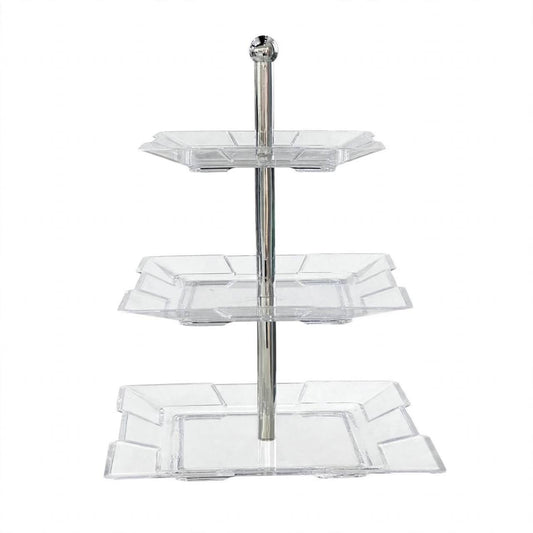Modern 3-Tier Square Geometric Acrylic Dessert & Candy Display Stand