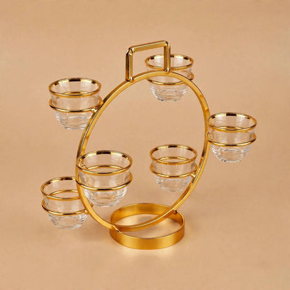 Round Arabic Coffee Cup Holder – Small (Polished Gold)