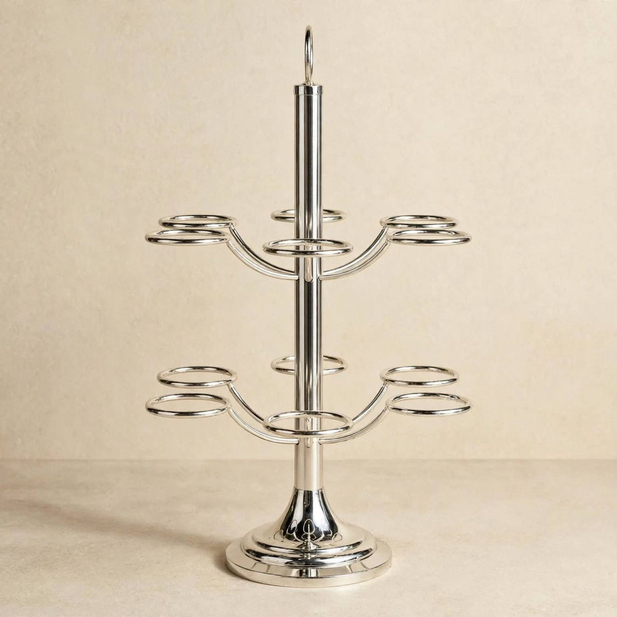 12-Cup Vertical Arabic Coffee Cup Holder – Polished Silver