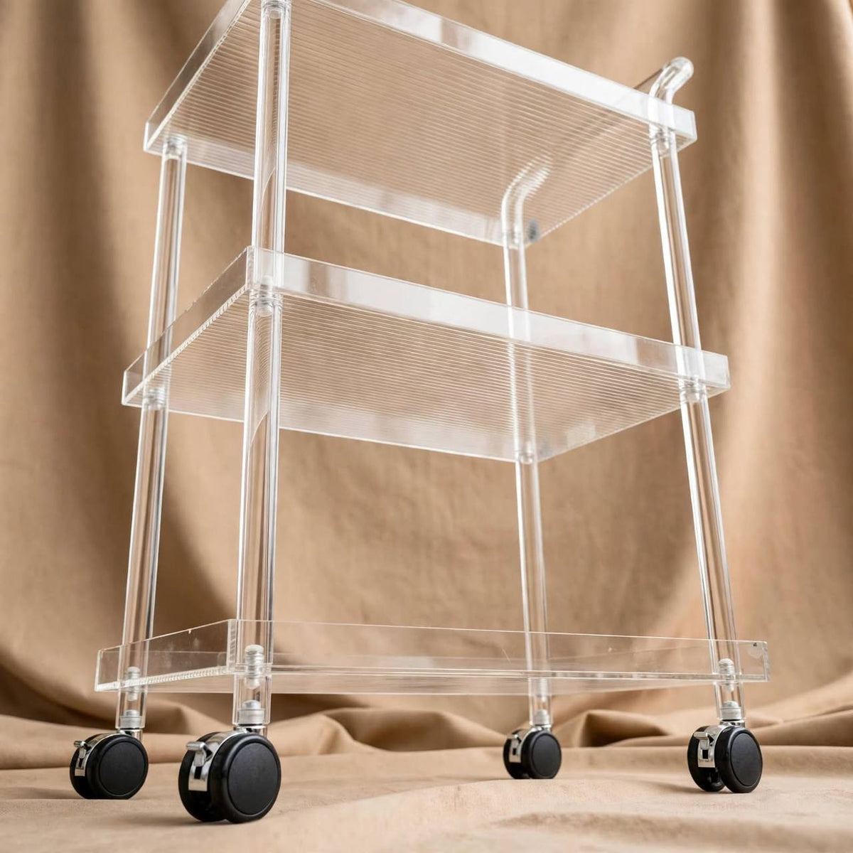 3-Tier Luxury Clear Acrylic Hospitality Serving Trolley