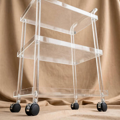 3-Tier Luxury Clear Acrylic Hospitality Serving Trolley