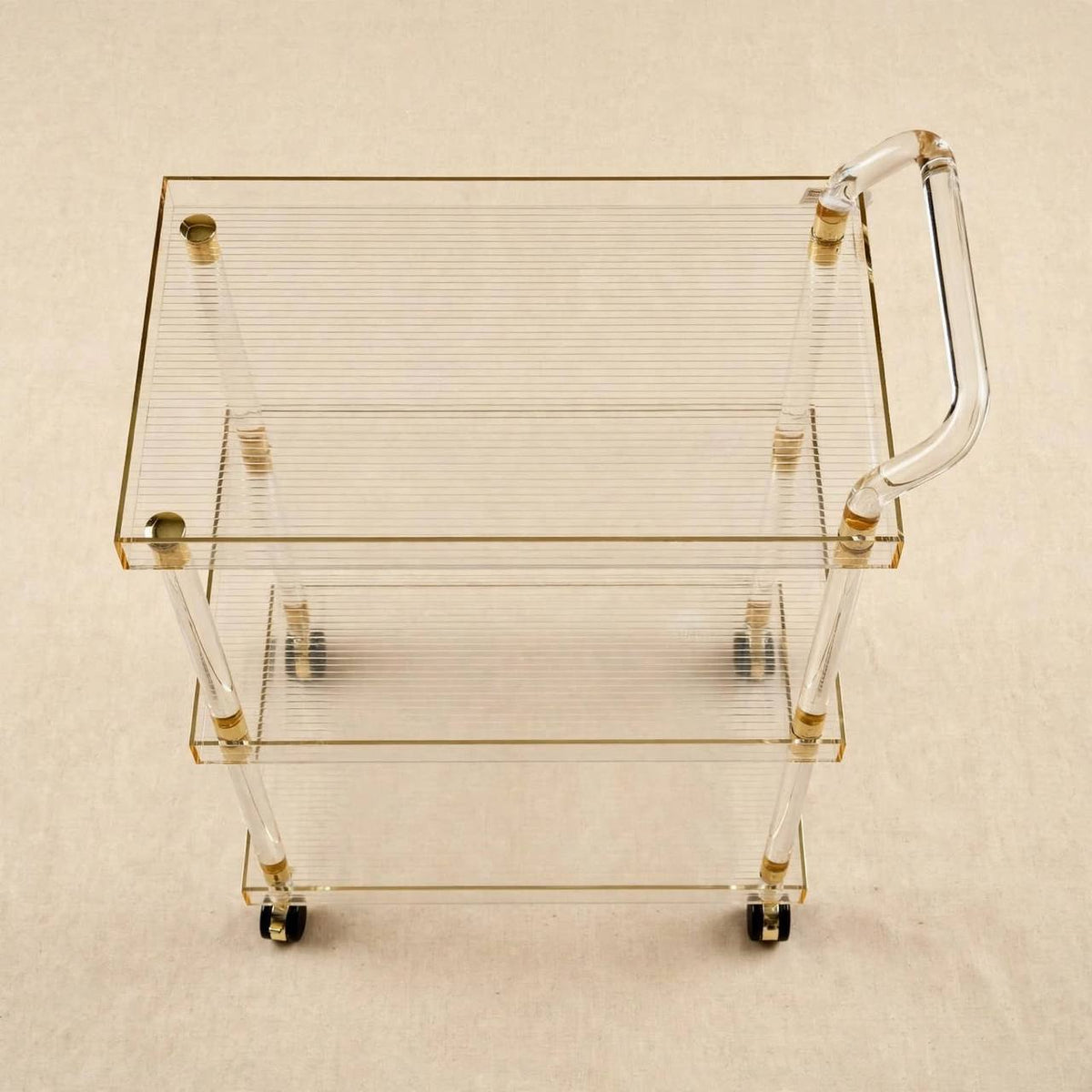 3-Tier Luxury Clear Acrylic & Gold Hospitality Serving Trolley
