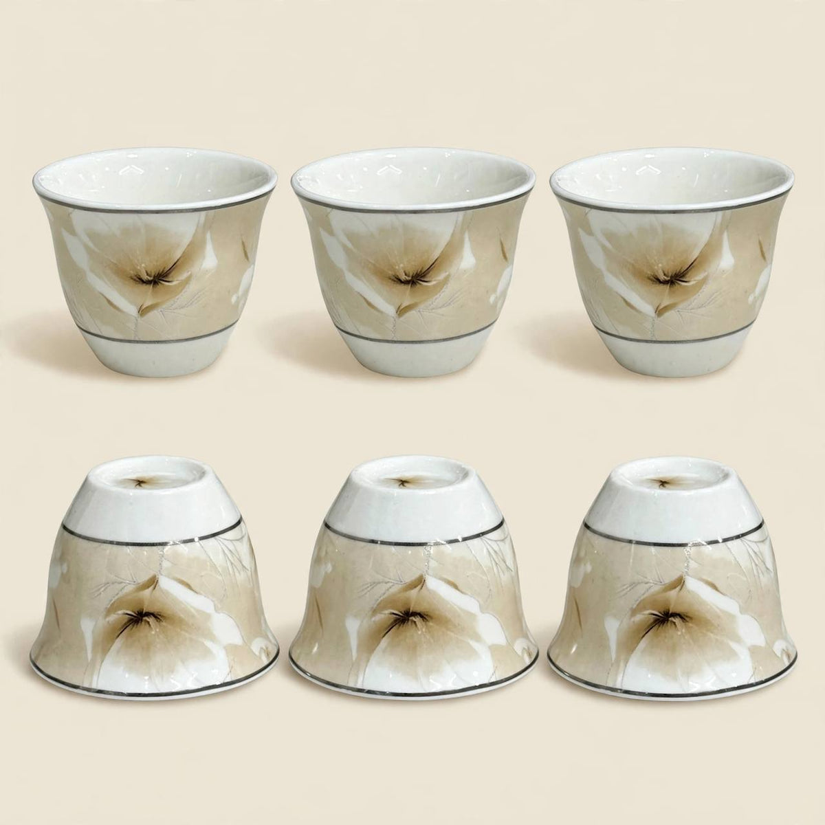 Modern Beige Wave Tea & Coffee Hospitality Set with Floral Porcelain, Sugar Pot, White Serving Tray & Autumn Centerpiece