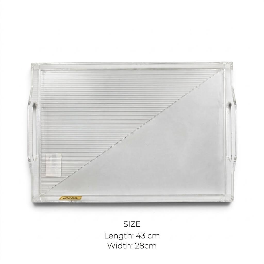 Clear Acrylic Serving Platter with Integrated Cutout Handles – 43 × 28 cm- M