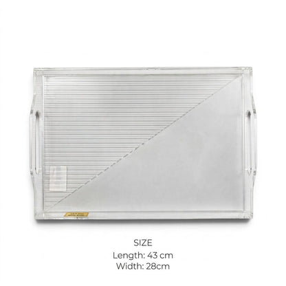 Clear Acrylic Serving Platter with Integrated Cutout Handles – 43 × 28 cm- M