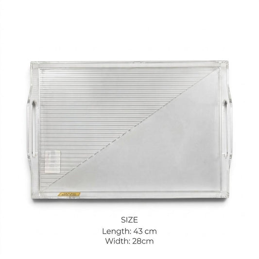 Clear Acrylic Serving Platter with Integrated Cutout Handles – 43 × 28 cm- M