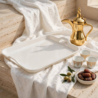 White Melamine Rectangular Serving Tray with Handles – 34x23 cm - M