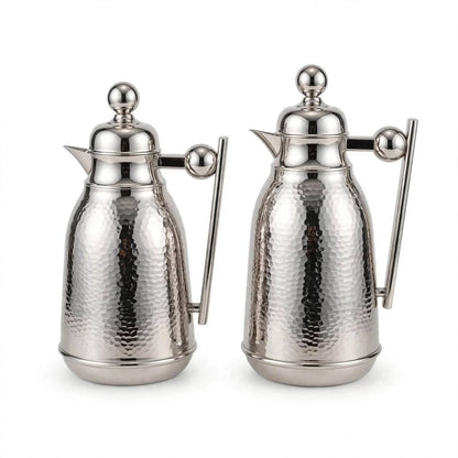 Hammered All-Nickel Mirror Vacuum Flask Set – 1L & 0.75L