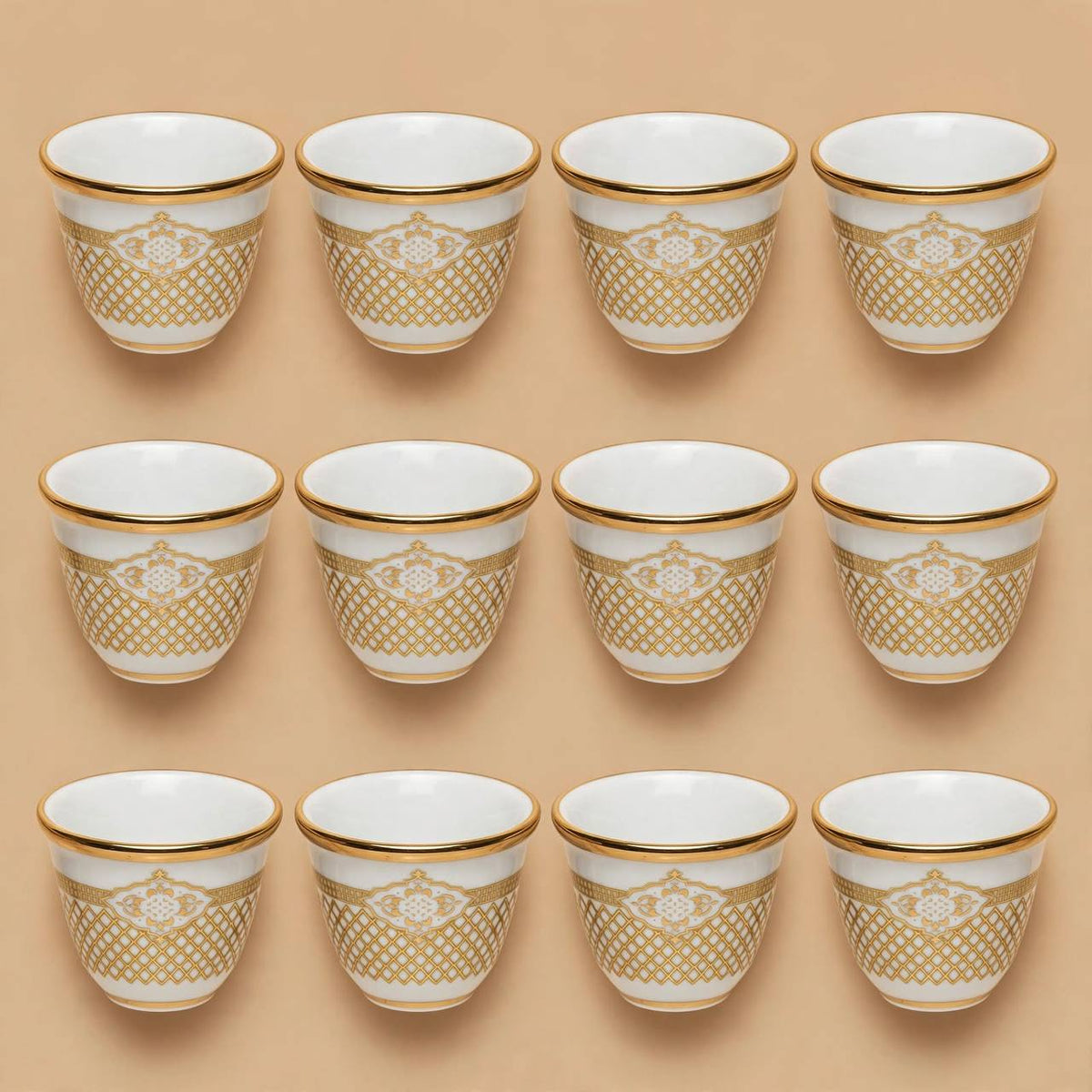 Arabic Coffee Cawa Cups 12 Pcs Set Gold Pattern