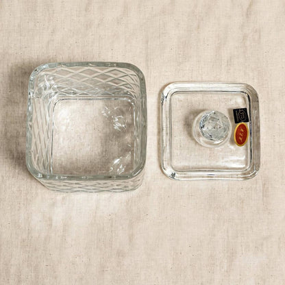 Square Diamond Cut Glass Candy Jar with Lid – 15x10cm