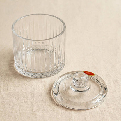 Round Ribbed Glass Candy Jar with Lid – 15x10cm