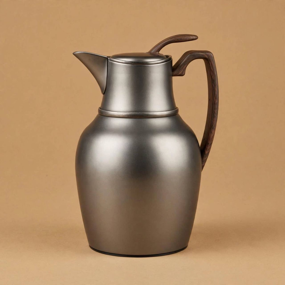 NGT Matt Chrome Thermal Dallah with Wood-Look Handle – 0.75 Liter