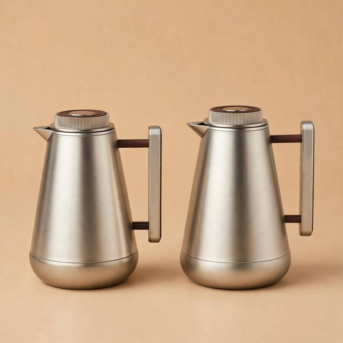Al Saif M/Silver & Wood Thermal Dallah Set (2-Piece, 1L & 0.75L)