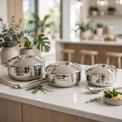 Classic Diamond 3-Piece Hotpot Serving Set (2500ML, 3500ML, 5000ML)