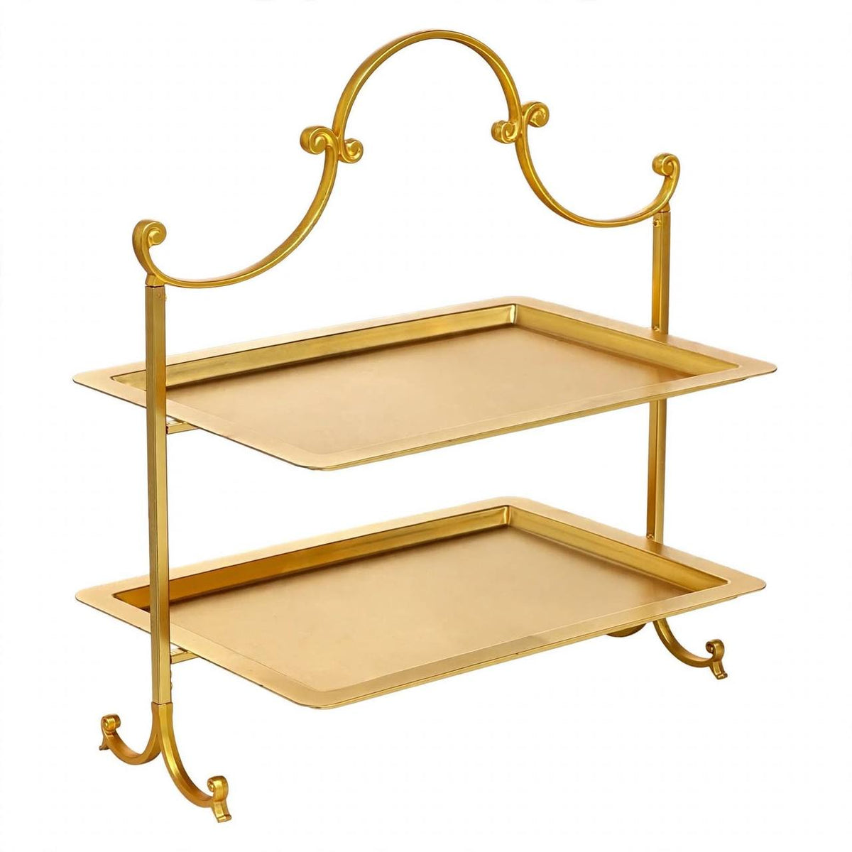 Luxury Gold 2-Tier Rectangular Candy & Sweets Display Stand
