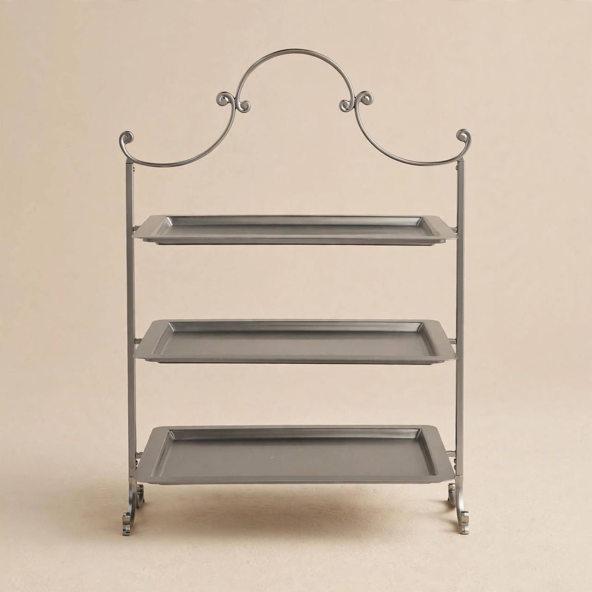 Nickel 3-Tier Rectangular Candy & Sweets Display Stand