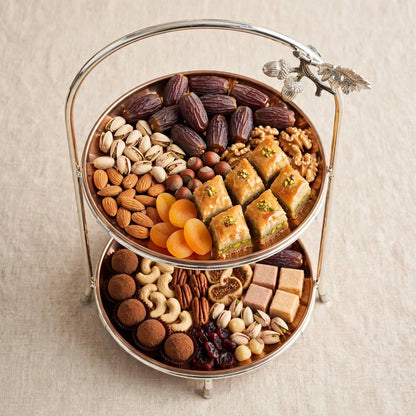 Product Title: Silver & Gold-Tone 2-Tier Round Candy & Sweets Display Stand