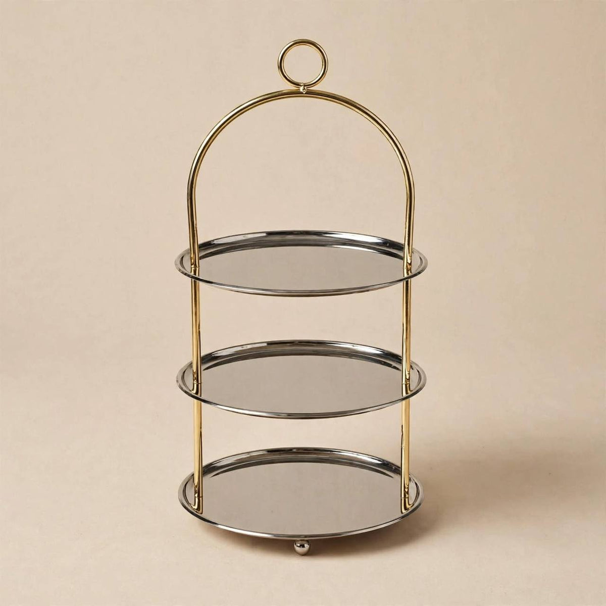 Large Two-Tone Gold & Silver 3-Tier Round Candy & Sweets Display Stand