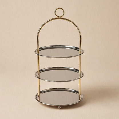 Large Two-Tone Gold & Silver 3-Tier Round Candy & Sweets Display Stand