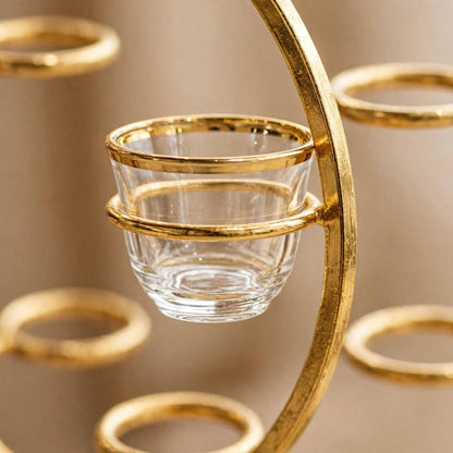 Round Arabic Coffee Cup Holder – Small (Polished Gold)