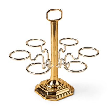 6-Cup Vertical Arabic Coffee Cup Holder – Gold & Silver Two-Tone