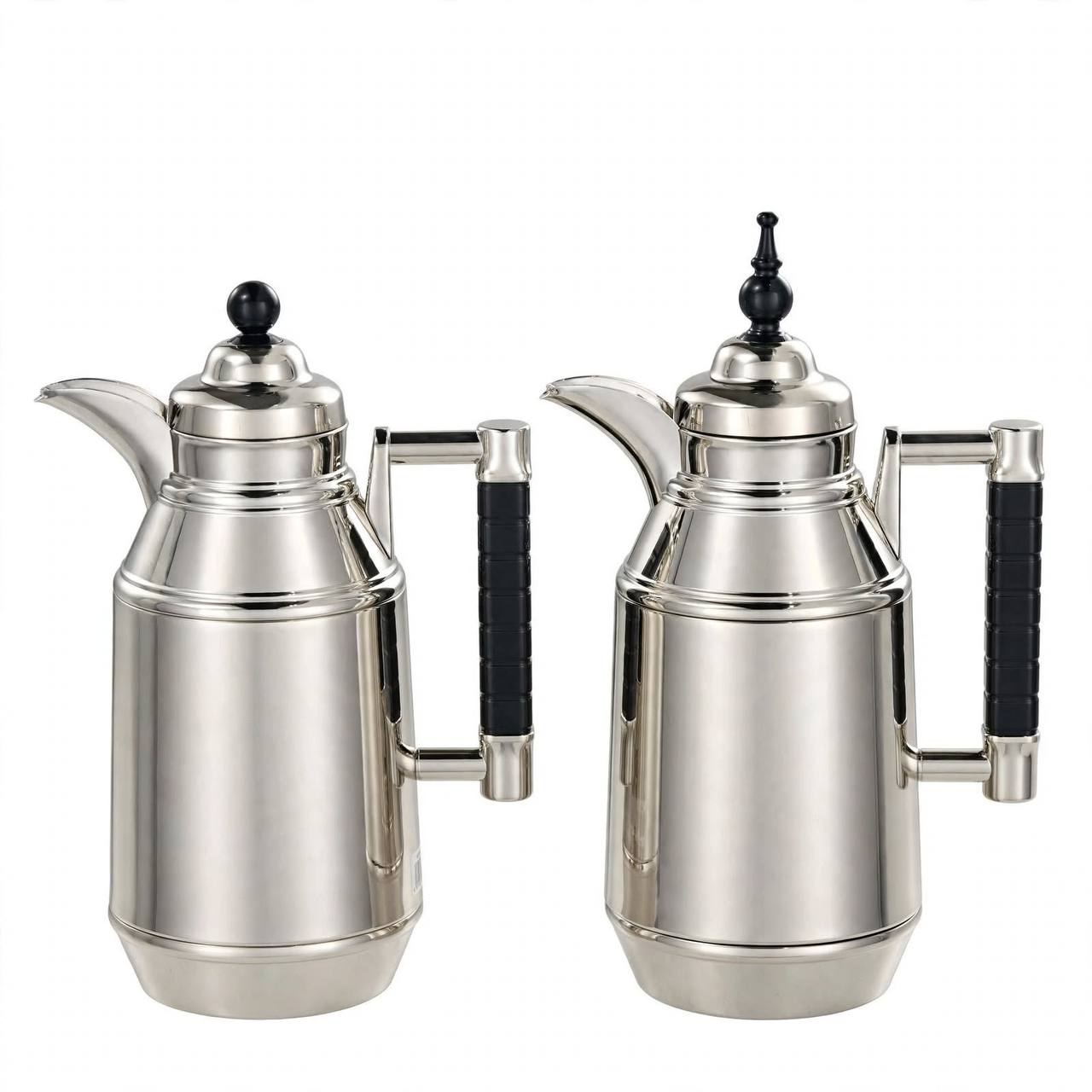 Mahra Polished Silver & Black 2-Piece Thermal Coffee & Tea Dallah Set
