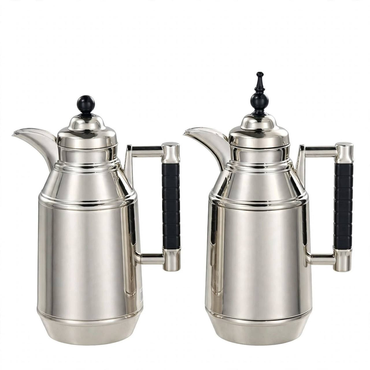 Mahra Polished Silver & Black 2-Piece Thermal Coffee & Tea Dallah Set