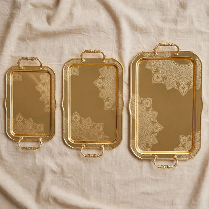 طقم صينية مستطيلة من 3 قطع f/gold ht220912