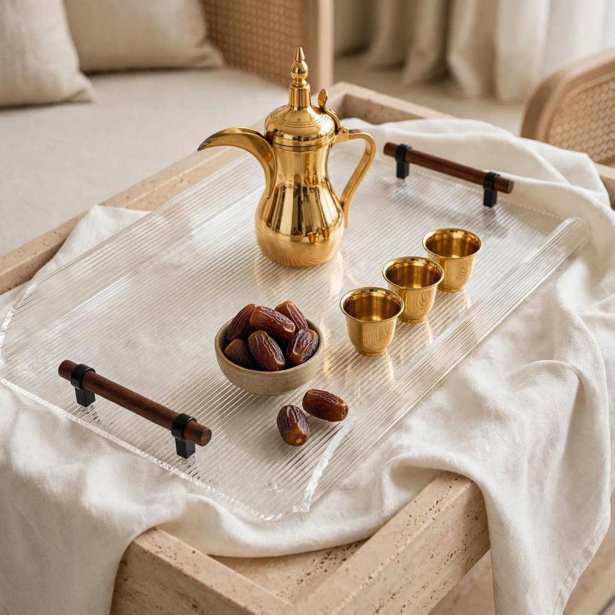 صينية مستطيلة من اللحاء الشفاف (L) h/wood-s-tr1060/cw2-l