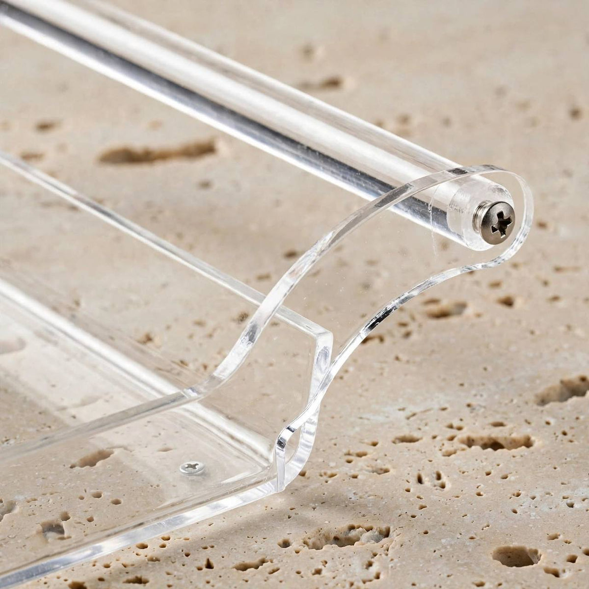 Clear Acrylic Serving Platter with Cylindrical Rod Handles – 44 × 20 cm -S