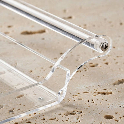 Clear Acrylic Serving Platter with Cylindrical Rod Handles – 44 × 20 cm -S
