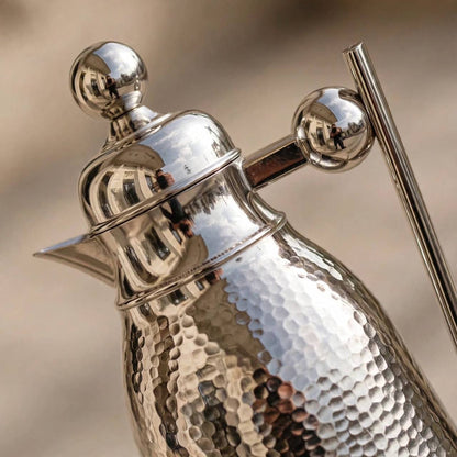 Hammered All-Nickel Mirror Vacuum Flask Set – 1L & 0.75L