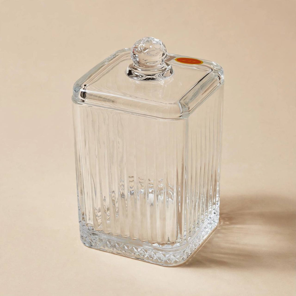 Tall Ribbed Glass Candy Jar with Lid – 20x10cm
