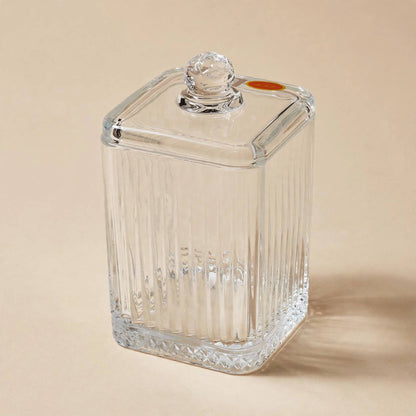 Tall Ribbed Glass Candy Jar with Lid – 20x10cm