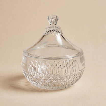 Tent-Lid Faceted Crystal Glass Candy Bowl – 13x10.5cm